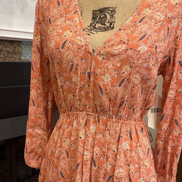 Altar’d State Kira Burnt Orange Peach Floral Boho Dress NWT Small - Picture 2 of 6